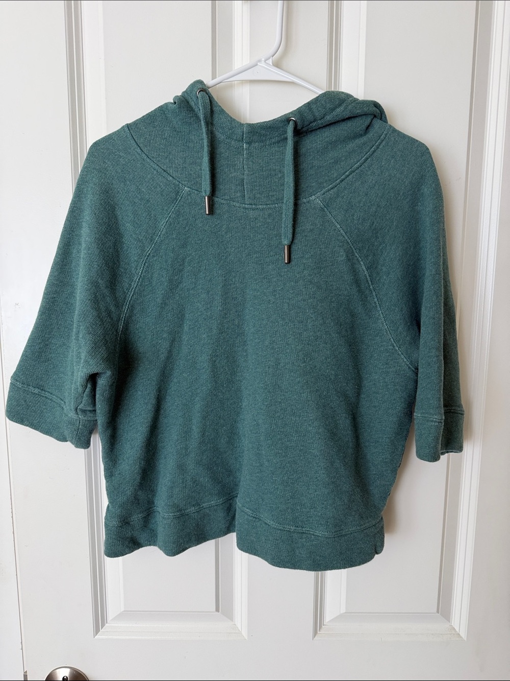 Pact Teal Short-Sleeve Hoodie Sweater